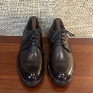 🌟HP🌟Johnson & Murphy Black Leather Plain Toe Lug Sole Lace Oxford Shoes 10.5